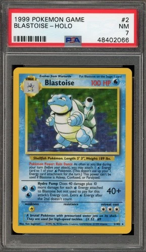 Pokemon Blastoise Base Set Unlimited Holo Rare #2 PSA 7