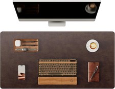 Genuine Leather Desk Mat, 31.5"x15.8" Office Desk Pad, Thick Premium Table Pad w