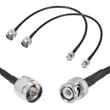 2Pcs Black RG58 N Type to BNC Cable 1ft, 50 Ohm BNC Male to N Male Coax Cable