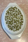 Vintage Pyrex Verde Green Olive Divided Split Casserole Dish with Lid 1.5 Qt