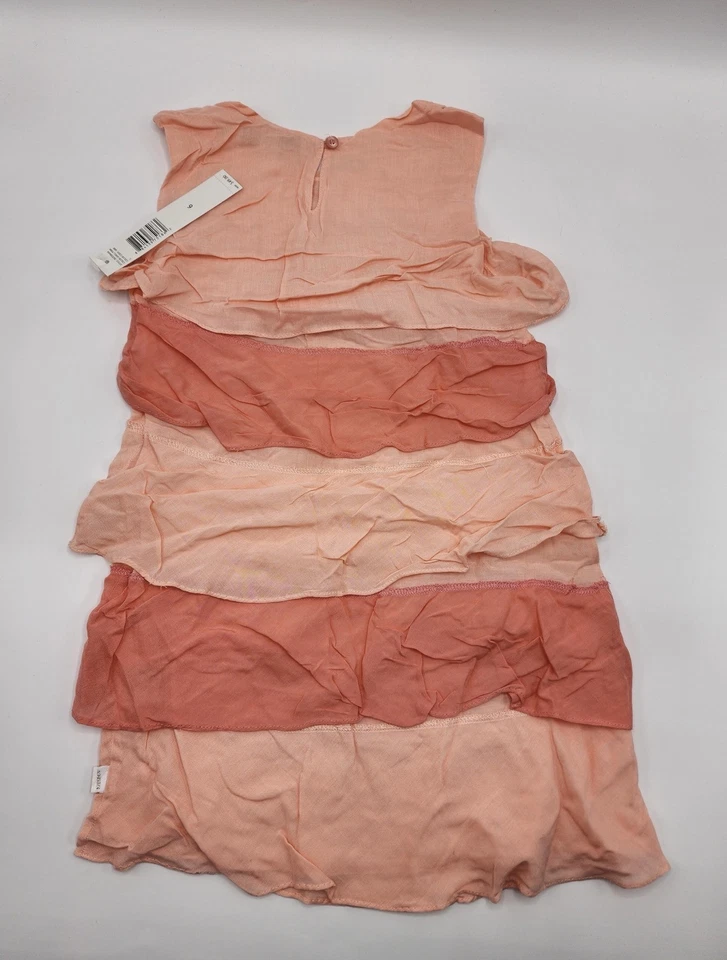 Vestido DKNY Niña 100% Rayón Capas Salmón 2 Tonos Talla 6 Años Nuevo con Etiquetas Foto 2 de 4