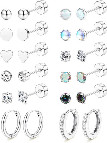 Hypoallergenic Flat Back Stud Earrings for Sensitive Ears Women