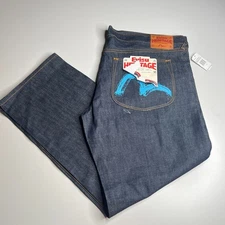 Evisu Heritage Painted Sky Fuji-Yama Jeans Embroidered Raw Denim 44 NWT