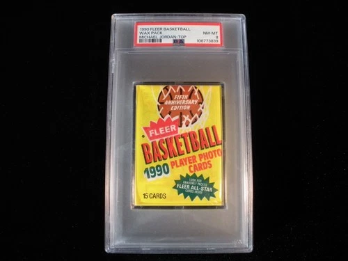 1990 FLEER NBA BASKETBALL SEALED WAX PACK MICHAEL JORDAN #26 TOP PSA 8 BULLS HOF