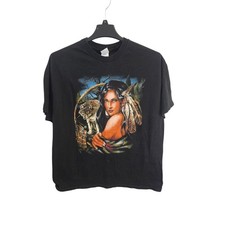 Vintage Native American Woman Dreamcatcher Wolf 90's T-Shirt Men's XL