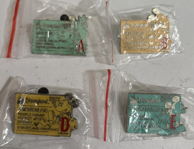 #ad Disney PARK RIDE DISNEYLAND TICKETS Pin lot Of 4 $14.50