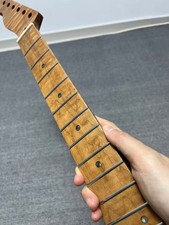 DIY New Left hand electric guitar neck 22Frets Roasted Flame Maple Bone Nut