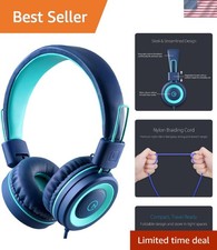 Kids Headphones - Foldable Stereo Tangle-Free 3.5mm Jack Wired Cord On-Ear He...