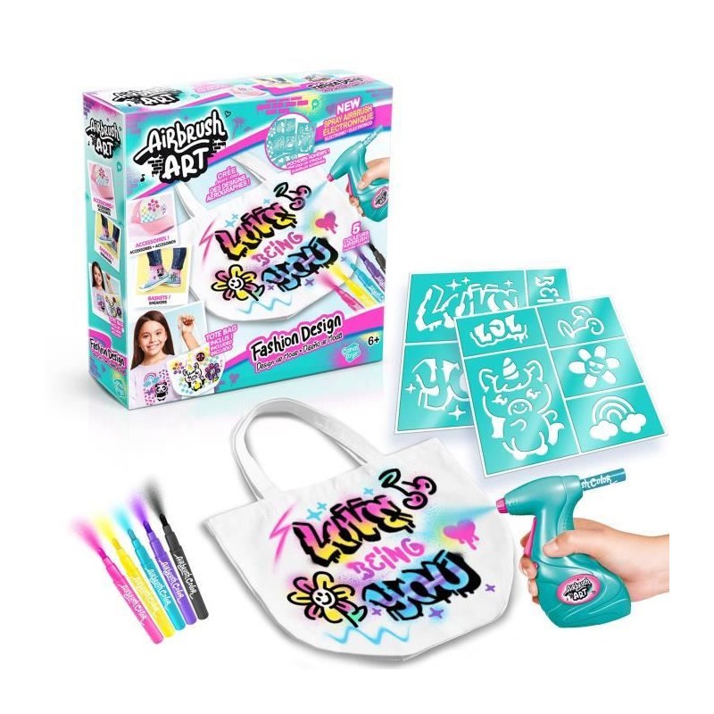 Kit Fashion Design Airbrush Art avec Spray Électronique et Pochoirs de Mode