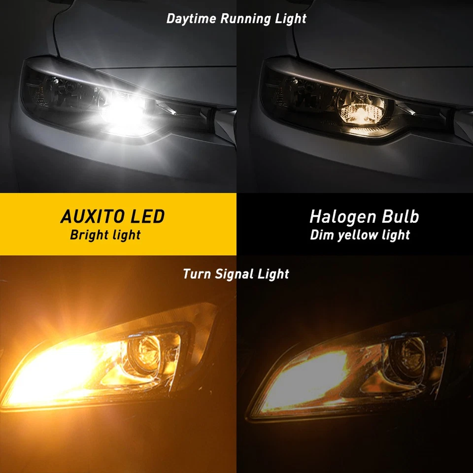 2 светодиодные лампы для указателей поворота AUXITO 3157 3057 4057 с обратным переключателем желтые белые 4157 - Изображение 3 из 4