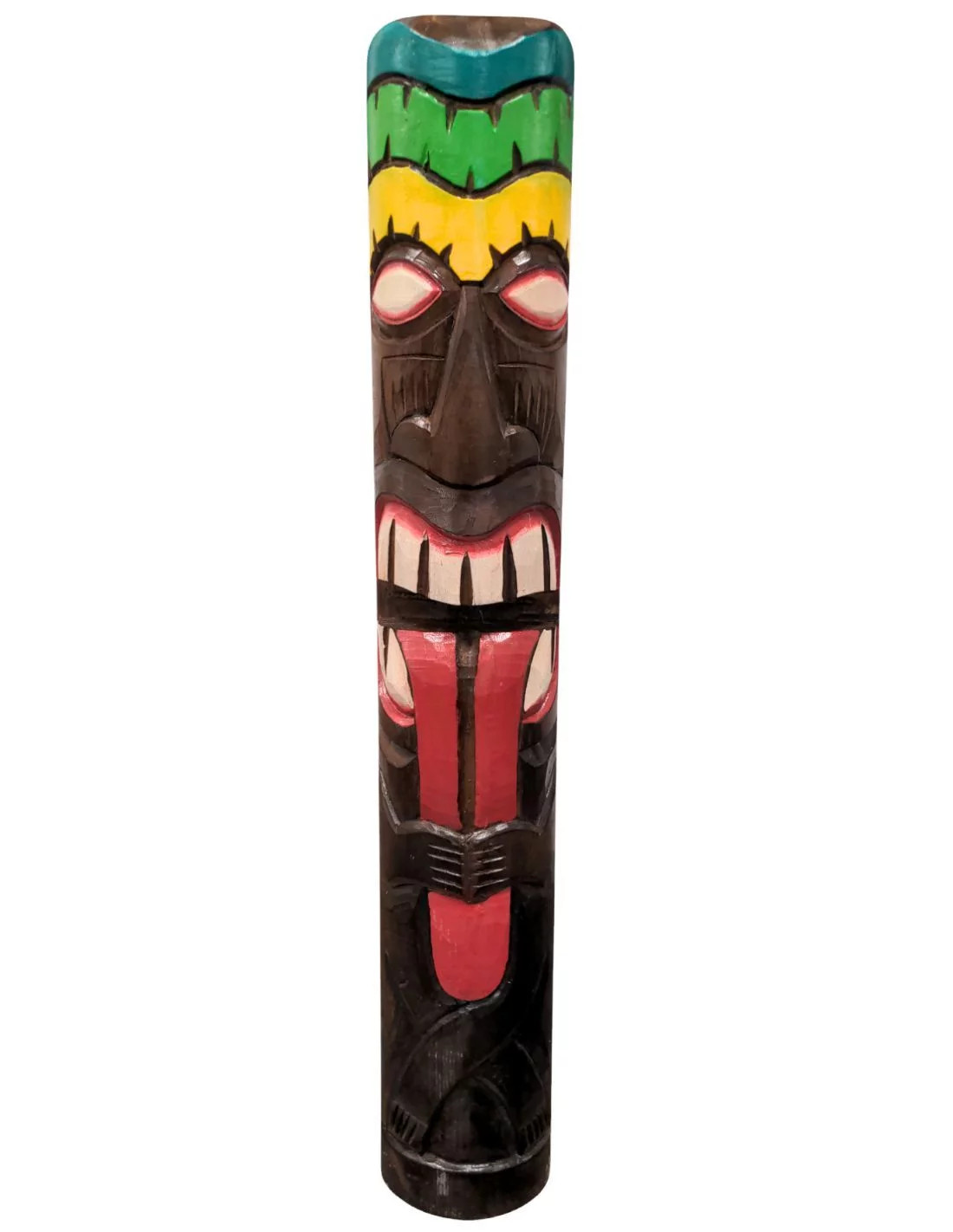 Totem Tiki intérieur extérieur 100cm en bois statuette exotique pour salon et jardin