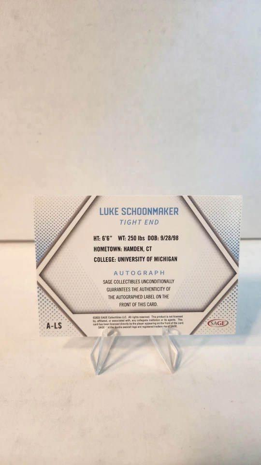 2023 SAGE High Series - Autographs Luke Schoonmaker #A-LS (AU, RC) - Image 2 of 2