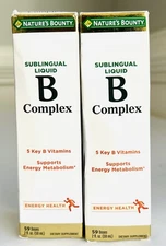 2-Pack Nature's Bounty B-Complex Sublingual Liquid  59 Doses Ea  Exp 04/26