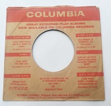 Columbia Records Company Paper Sleeve 45 RPM Record Extended Play Albums