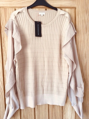 Atemberaubende transparente Ärmel Detail Camel Kaleidoskop Top-Größe 16-NEU