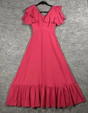 VINTAGE 60s Lorrie Deb San Francisco Dress Size 7/8 Ruffle Empire Waist Maxi