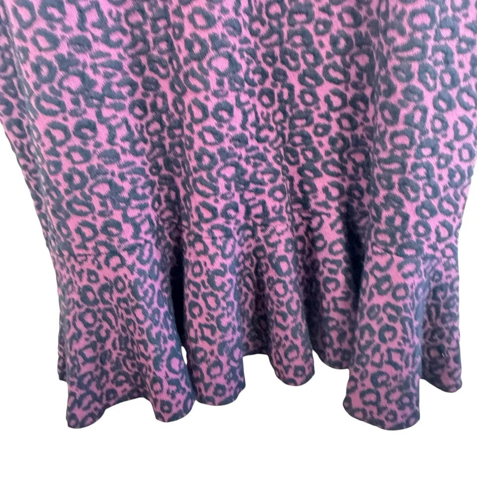 Dressbarn новый с Ярлыками бордовый черный леопард короткий рукав пеплум кромки Midi платье размер L - Изображение 4 из 4