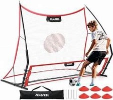 Soccer Rebounder, Rete di Rimbalzo da Calcio 2 in 1, 6'x4,7' Rete Grande e 6'x16" Piccola...