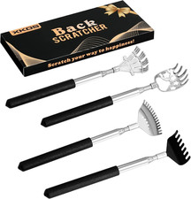 4 Pack Different Back Scratcher Portable Telescoping with Rubber Handles, Extend