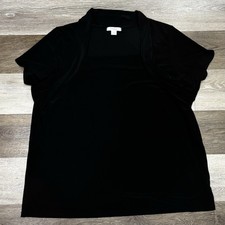 Vtg Dressbarn Top Women’s Sz 3X Black Liquid Knit Flowy Shoulders USA Made EUC