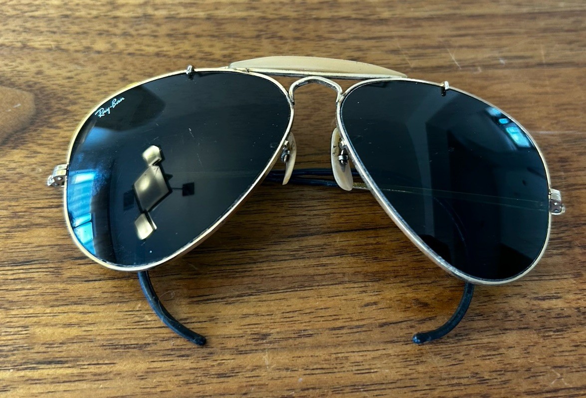 Vintage Ray Ban B&L Gold Aviator Wrap-Around Ear Sunglasses | eBay