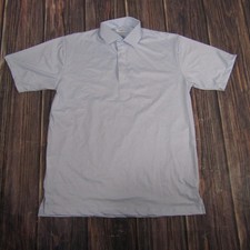 Collars  Co. Polo Shirt Mens Medium Blue White Stripe Dress Collar Stretch