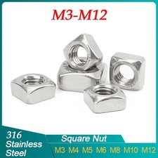 M3 M4 M5 M6 M8 M10 M12 Square Nuts Thin Type A4 Stainless Steel - DIN 557