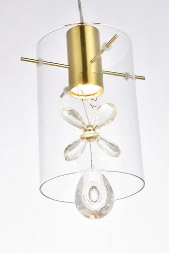 Elegant Lighting 5202D6 Hana 7"W LED Crystal Mini Pendant - Gold - Picture 2 of 7