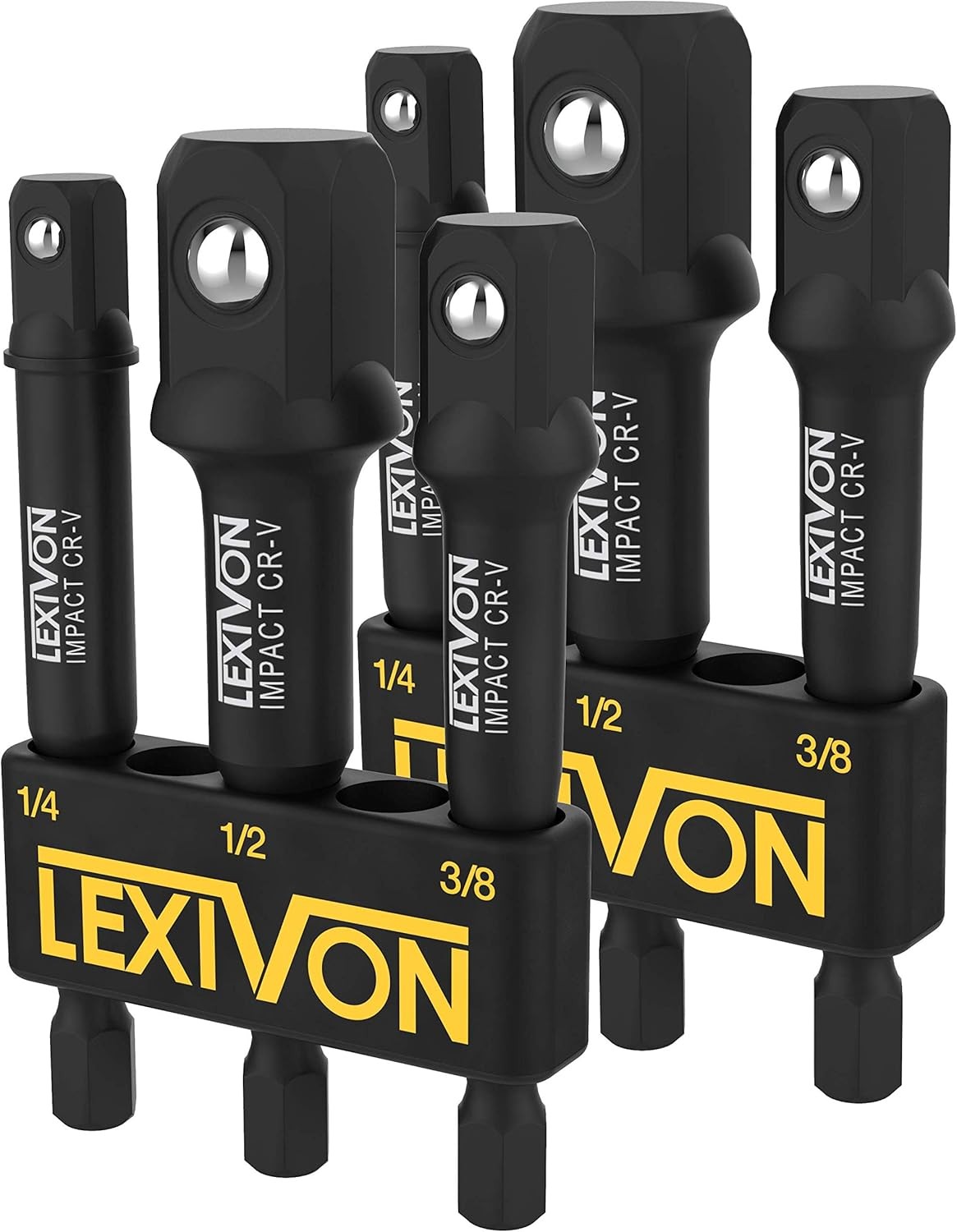 LEXIVON [2-Pack] Impact Grade Socket Adapter Set, 3"" Extension Bit with Holder