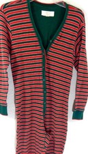 VICTORIA'S SECRET ChristmasStriped Thermal One Piece (underware) Pajamas PJs Med