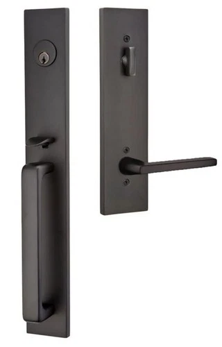 Emtek 4819HLOLHUS19 Lausanne Single Cylinder Keyed Entry Handleset Black (READ)