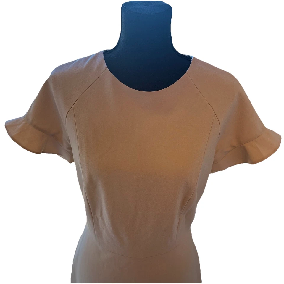 Vestido J Crew Talla 4 Alto Beige Vestido Lana Lápiz Manga Corta Forrado Carrera Foto 2 de 4