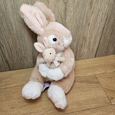Vintage Russ Berrie Bunny Rabbit Mum With Baby Plush Soft Toy Comforter Beanie