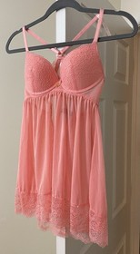 Vintage y2k Daisy Fuentes Lingerie Pink Chemise Underwire Slip Women's Small