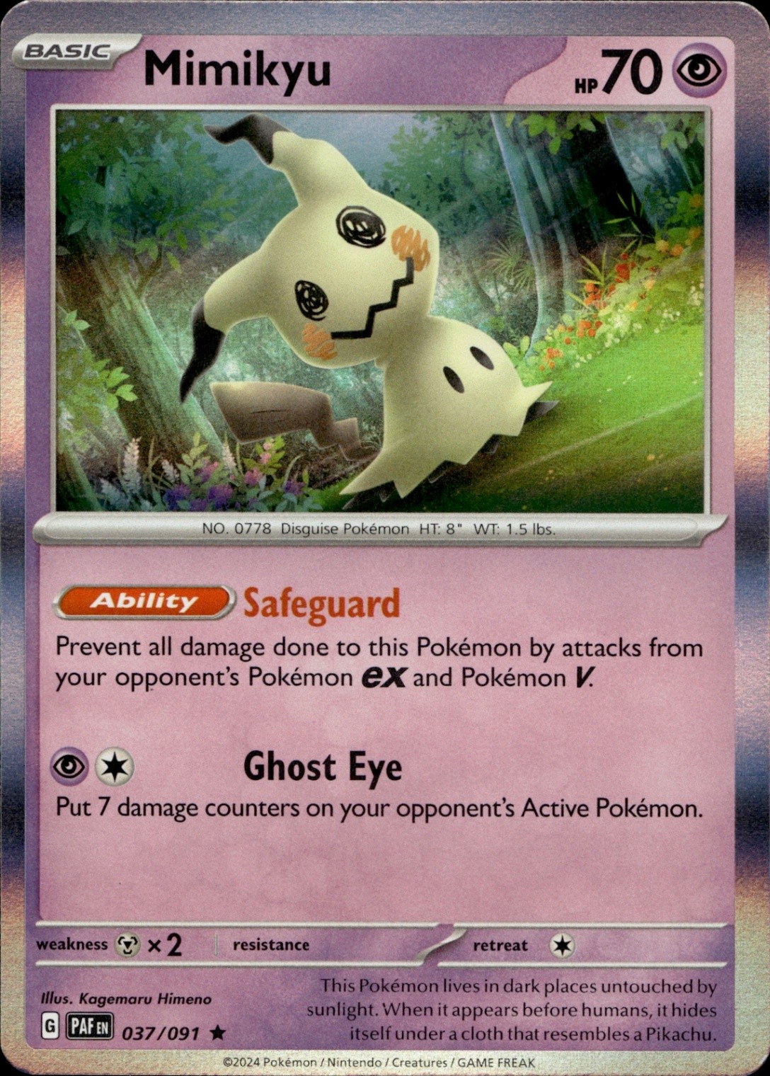 Mimikyu Rare SV: Paldean Fates 037/091 NM