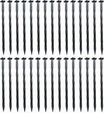 30 Pcs Plastic Spikes 8 Inch Landscape Edging Anchoring Garden Black-30pcs 