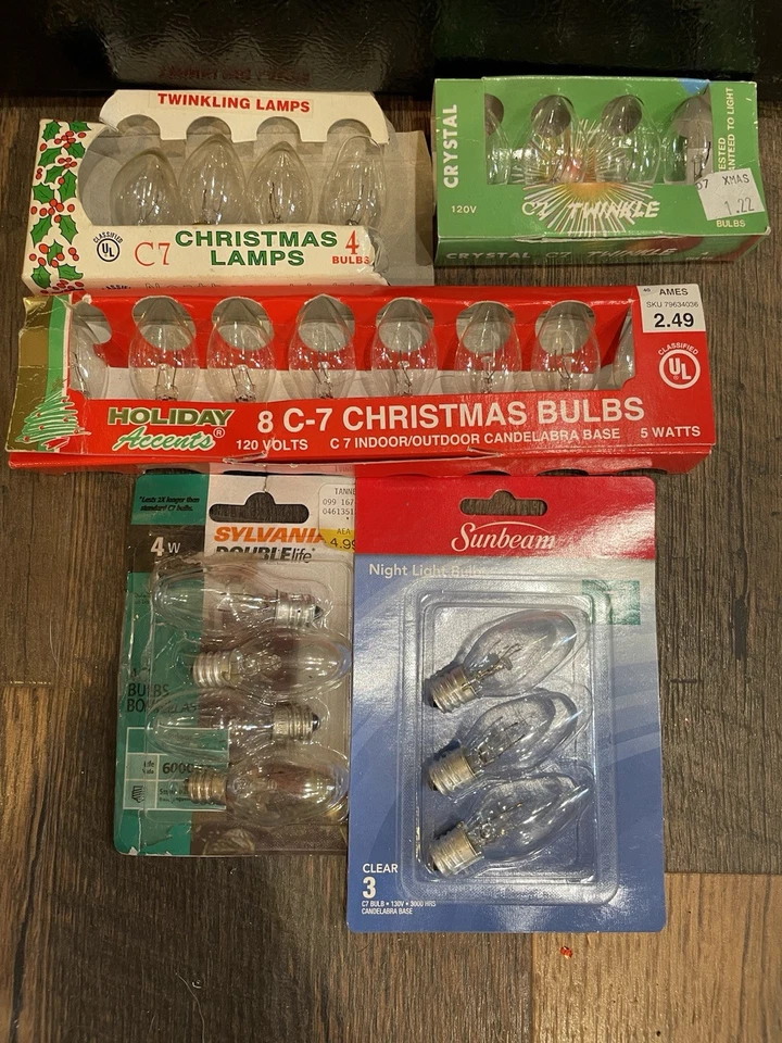 23 C7 Christmas LIGHT BULBS Clear Transparent LOT Vintage - Image 2 of 2