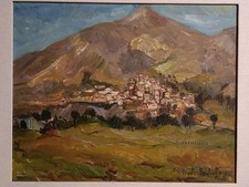 Quadro Renata Bocchetti Napoli Vesuvio paesaggio dipinto olio vintage anni 50
