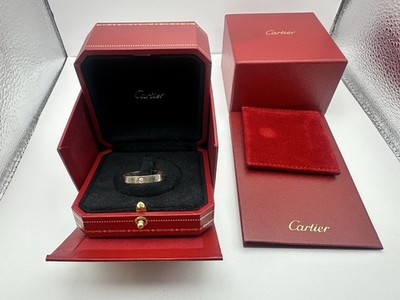 Cartier 18K White Gold Love Ring w/ One Diamond Box Papers Size 62 -E6