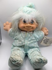 VINTAGE RUSS TROLL KIDZ DOLL BLUE POLKA DOT PAJAMAS PLUSH FIGURE