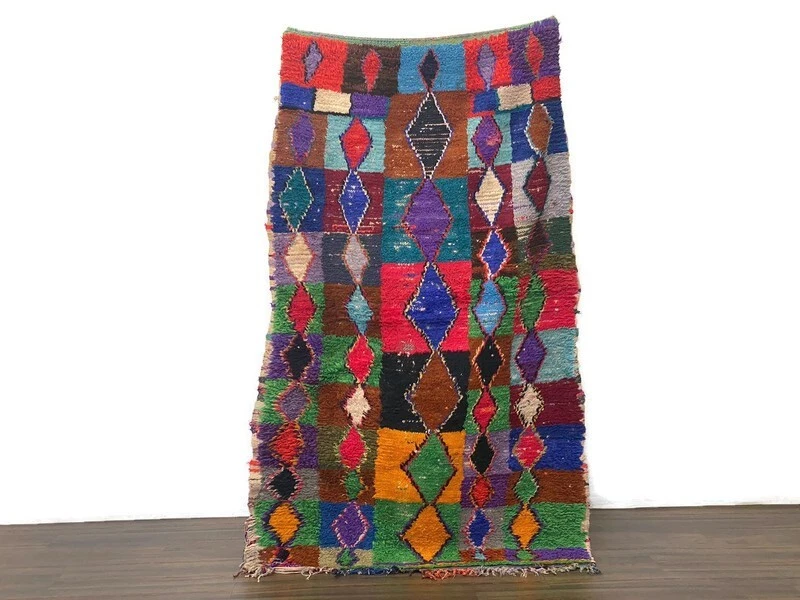 3x6 ft,Moroccan Vintage Runner Rug,Tribal Berber Area Rug,Colorful Cherouite Rug - Image 2 of 4
