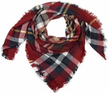 Écharpe carrée xxl, plaid avec motif tartan écossais à carreaux et franges 