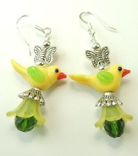 Lampwork Bird Butterfly Earrings Acrylic Flowers Crystal Handmade Jewelry