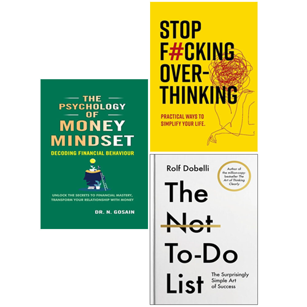 Psychology of Money Mindset, Stop F cking, Not To Do List HB 3 Books Collection