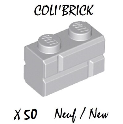 Lego 98283 - 50x Brick Wall 1x2 Masonry Wall - Hellgrau Light Bluish Gray Neu