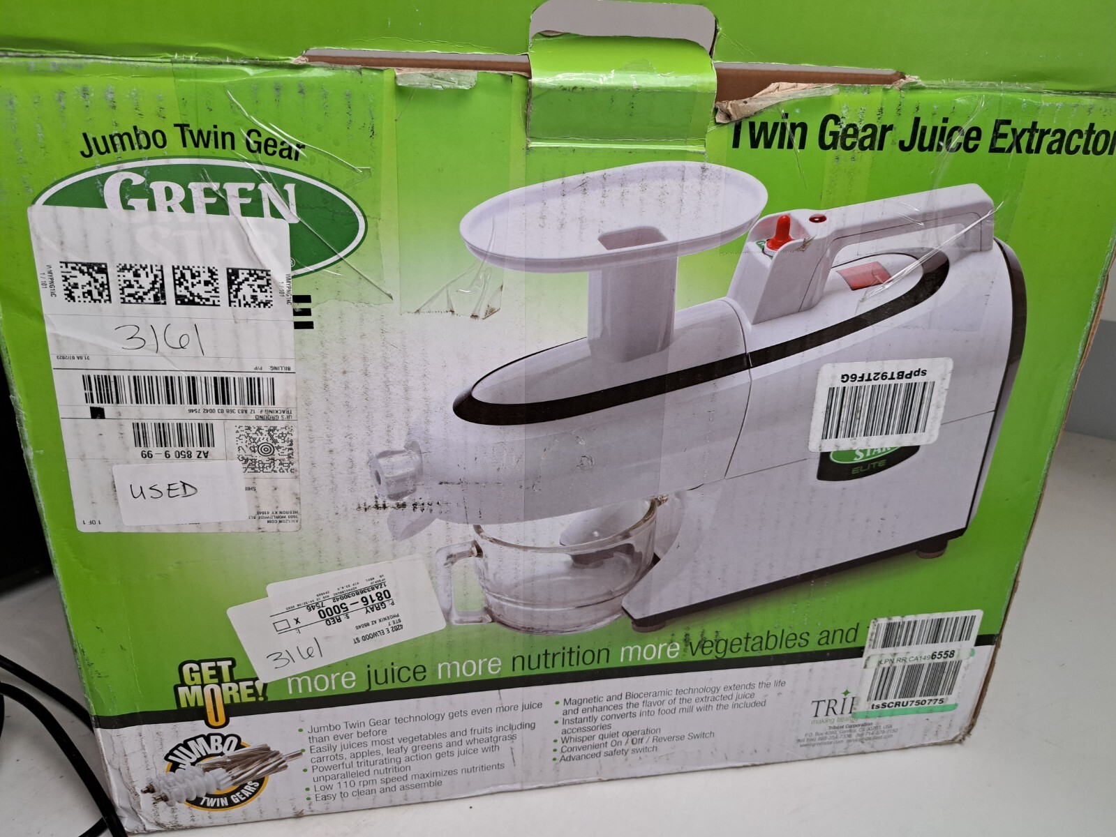 Greenstar Elite Jumbo Twin Gear Slow Masticating Juicer - Black