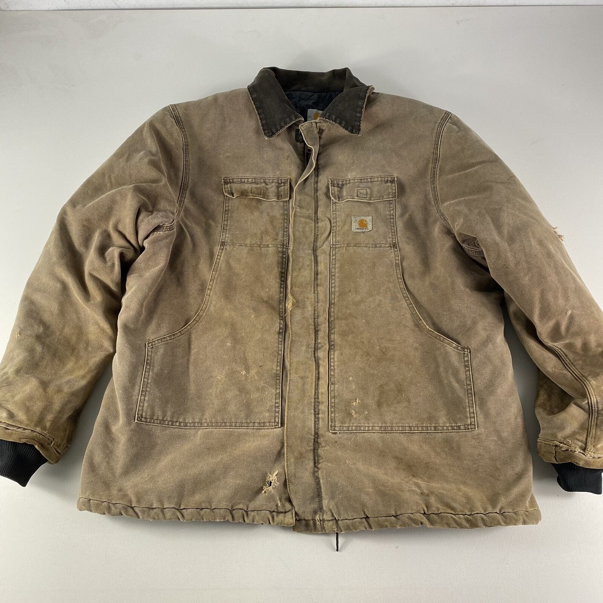 Vintage Carhartt Jacket Mens XXL Brown Canvas Arctic Quilt Lined