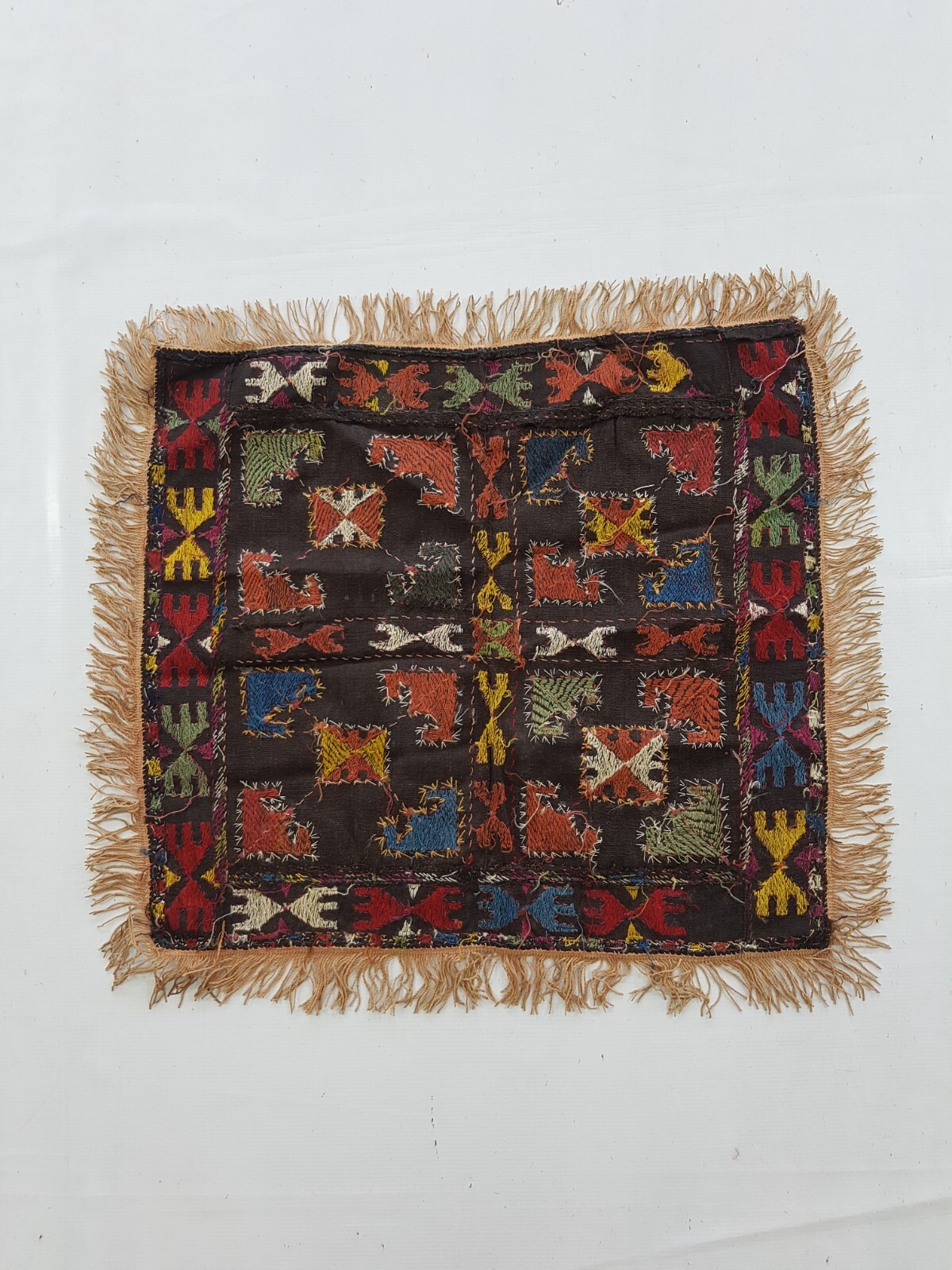 Antique Uzbek Embroidered Aina Khalta 68x60cm