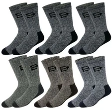 6 Pairs Pack Men's Heavy Weight Outdoor Merino Wool Hiking Thermal Boot Socks
