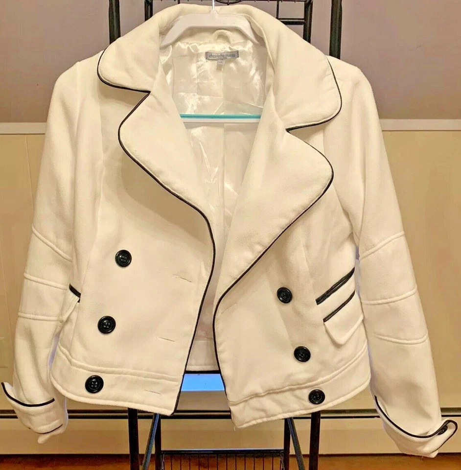 Charlotte Russe Peacoat White Black Trim SZ M - Image 2 of 4